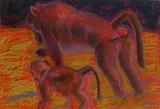 Baboons by Erica Shipley, Painting, Pastel