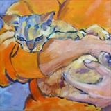 Cat-handled II by Erica Shipley, Painting, Oil on Board