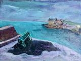 Porthleven Harbour Cannon by Erica Shipley, Painting, Oil on canvas